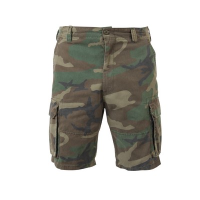 Woodland Camouflage Vintage Paratrooper Cargo Shorts (2X-Large)