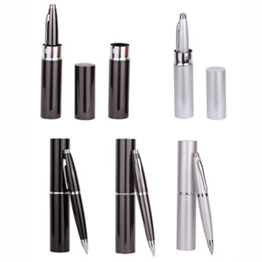 Twist Metal Ballpoint Pen w/Matching Round Case