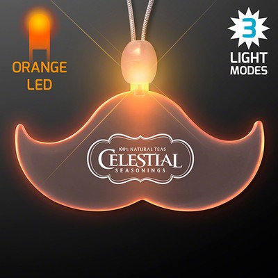 Acrylic Mustache Shape Necklace with Amber LED - PRINTED
