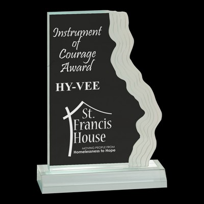 Jade Frosted Waterfall Edge Acrylic Award w/5" Base