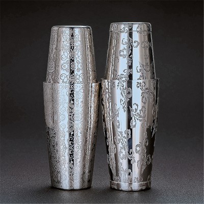 Urban Bar Pattern Weighted Tall & Short Boston Shaker Tin Set