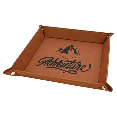 Snap Up Tray, Rawhide Faux Leather, 9 x 9"