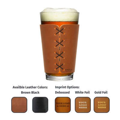 Single Stitch Leather Pint Holder for Standard 16oz Glass - Made in USA