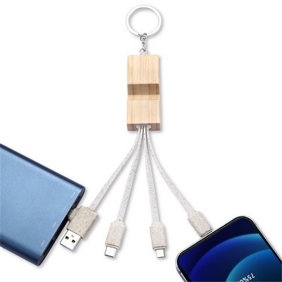 Bio-Degradable Double-Input Charging Buddy Cable Set With Phone Stand