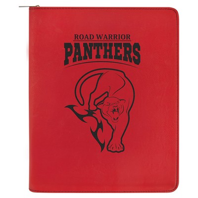 9 1/2" x 12" Red Leatherette Portfolio with Zipper and Notepad