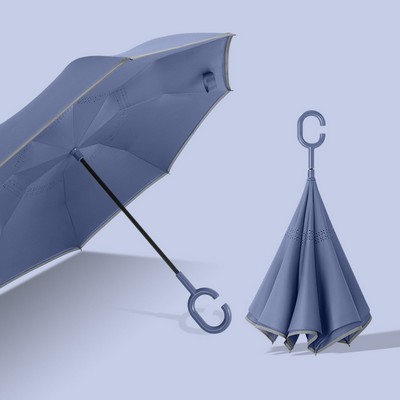 Double layer umbrella face reverse large automatic double person crank umbrella