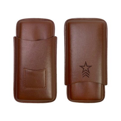 Portable Leather Cigar Case with Cigar Cutter