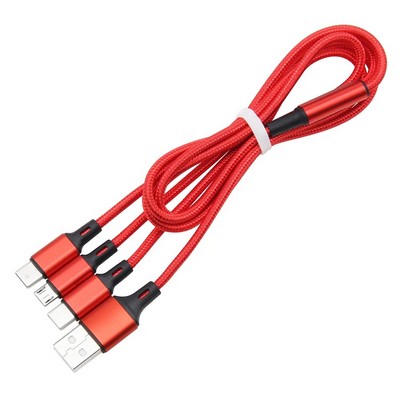 2M 3-In-1 Knitted Charging Cable