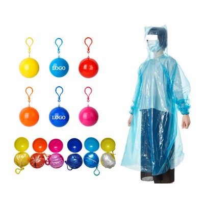 Disposable Portable Outdoor Raincoat Ponchos with Storage Ball Case Keychain