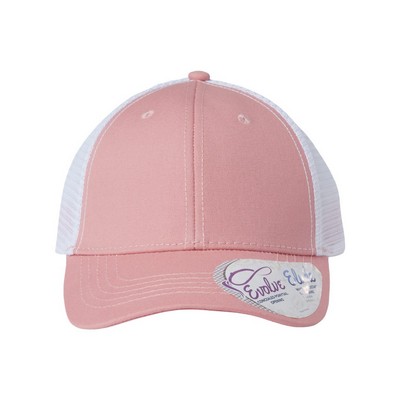 Infinity Her CHARLIE Women's Trucker Cap featuring Concealed Ponytail Opening with Patch of Choice