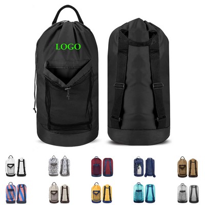 Laundry Backpack w/Shoulder Straps & Mesh Pocket