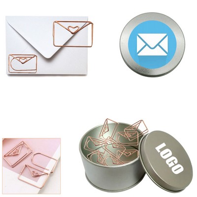 Envelope Shaped Paper Clips In Tin Box