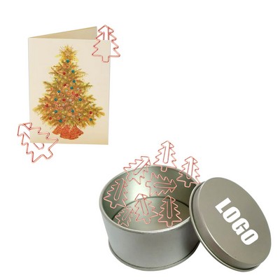 Rose Gold Tree Shaped Paper Clips In Tin Box