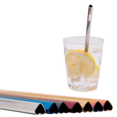 Heart 8.46" Straight Metal Straw w/Brush