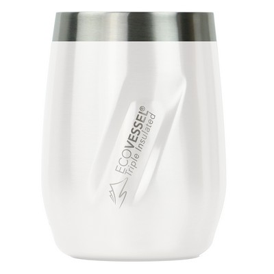 EcoVessel Port 10 Oz Trimax Triple Insulated Wine Cup/Rocks Glass W/Tritan Lid - White Pearl