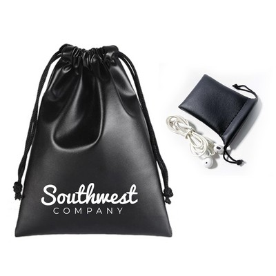 Pu Leather Jewelry Drawstring Pouch