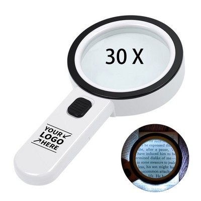 30X Handheld Large Lighted Magnifier