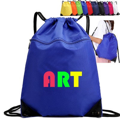 Lightweight Waterproof Sport Drawstring Backpack With Zipper