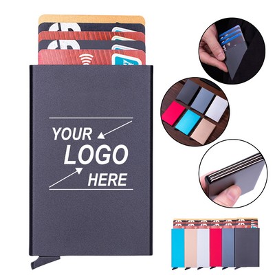 Anti-Magnetic RFID Blocking Automatic Pop-Up Card Holder for ID Credit Cards