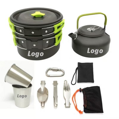Portable Camping Cookware Set with Kettle