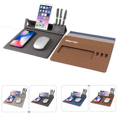 Wireless Charging Mouse Pad with Pen Holder
