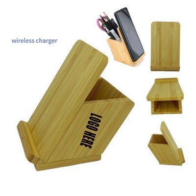 Bamboo Wireless Charging Desk Organizers