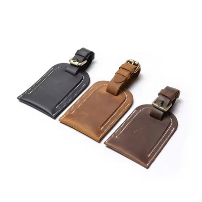 Full Grain Leather Luggage Tag (4.7" x 2.5" x 0.2")