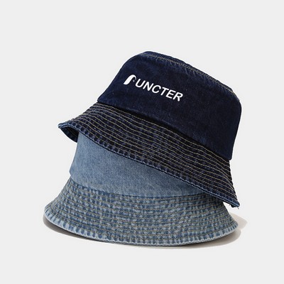 Summer Washed Denim Jean Bucket Hat Sun Hat