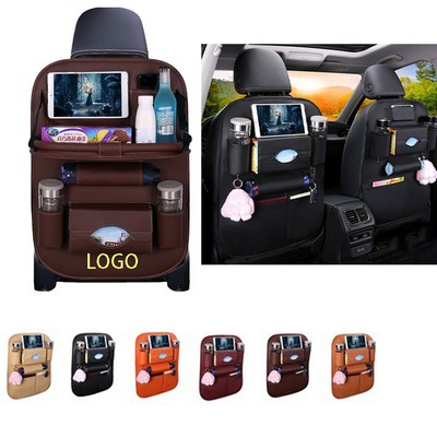 Foldable Leather Car Seat Cushion Backrest Storage Bag