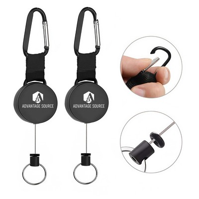 Retractable Badge Reel With Carabiner Wire Rope