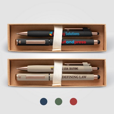 York Recycled Plastic Bronze Trim Pen Gift Set - Full-Color Inkjet