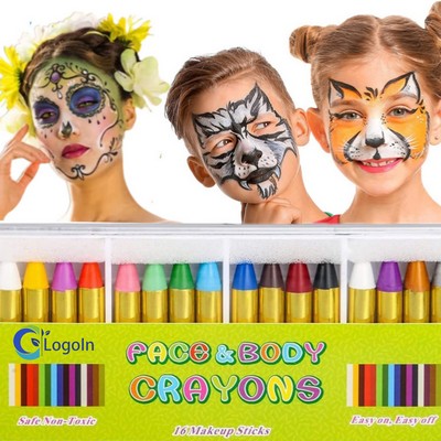 16 Colors Face Paint Crayons for Kids Body Painting Makeup