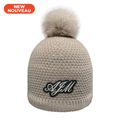 Board Toque w Faux Fur Rabbit PomPom 12cm