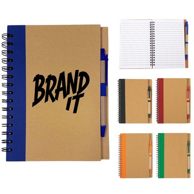 Kraft Spiral Notebook w/Pen