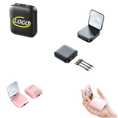 Portable charger with mirror and cable (20000mAh).