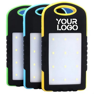 20000mAh Waterproof Solar Power Bank with Dual USB Ports and LED Flashlight