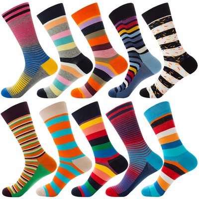 Crazy Pattern Dress Crew Cotton Socks