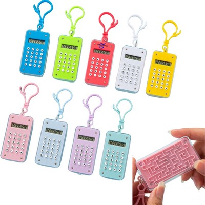 Portable Hook-Design Mini Pocket Calculator with Bead Maze