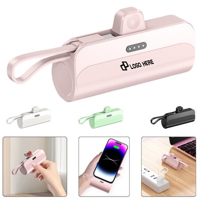 2-In-1 Capsule Power Bank W/ Built-In Plug & Cable