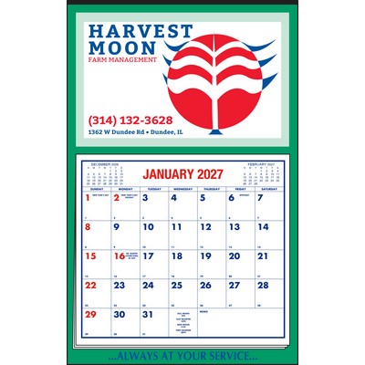 "A" Pad Green Border Apron Calendar