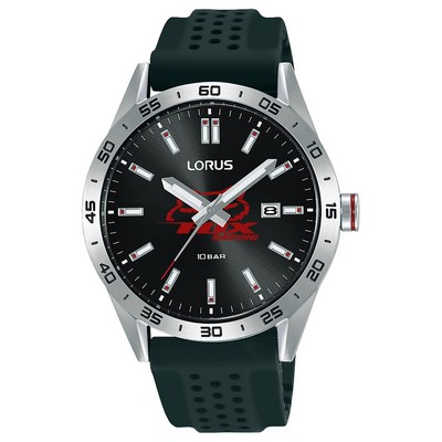 Seiko Lorus Unisex Stainless Case with Black Dial and Silicone Strap