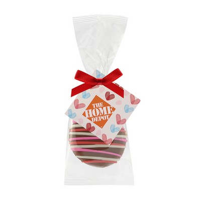 Sweetheart Oreo Favor Bag - Milk Chocolate Oreo w/ Red & Pink Drizzle