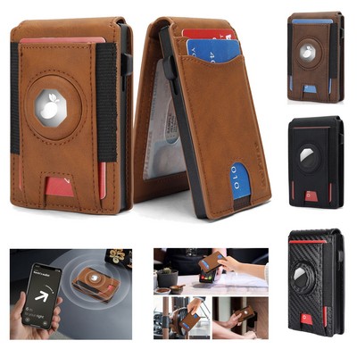 Leather Airtag Tracking Wallet RFID Blocking Card Holder