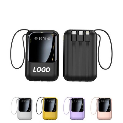 10000mAh Power Bank with Built-in Cables
