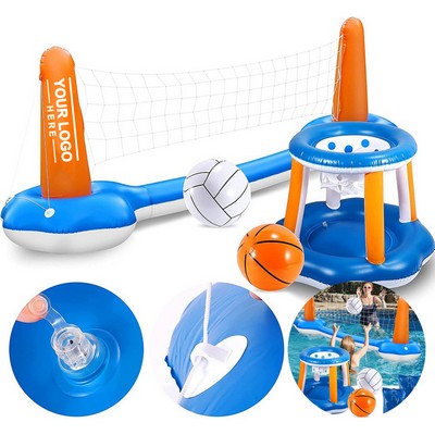 Inflatable Pool Game Set with Net & Hoop