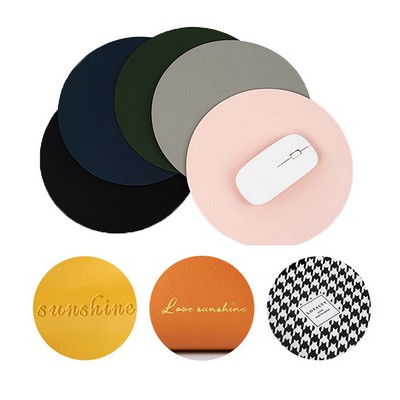 Small Round PU Leather Mouse Mat