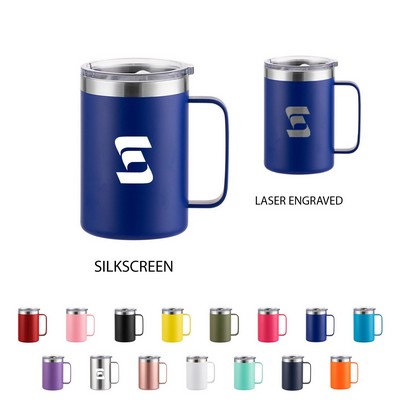 16 oz Insulated Stainless Steel Coffee Mug with Handle – Double Wall Promotional Drinkware