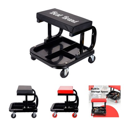 Rolling Garage Shop Seat With Support Rod