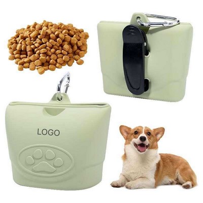 Portable Silicone Dog Treat Pouch Magnetic Closure Training Waist Bag Hands-Free Outdoor Container