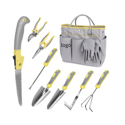 Heavy Duty Stainless Steel 10-Piece Garden Tool Set With Tote Bag